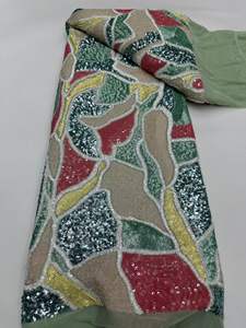 NI.AI 新款串珠蕾丝面料奢华非洲彩色亮片蕾丝面料网状蕾丝适合派对婚礼 - Product Image 4