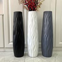 Grand vase sur pied, style européen minimaliste, plastique blanc et noir, arrangement de fleurs séchées pour la maison, salon