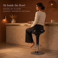 Tabouret de bar ABS avec siège incurvé brillant, réglage à vérin, repose-pieds chromé, tabouret de comptoir moderne, design minimaliste pour bar à domicile