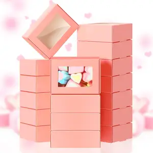 Hot Selling Custom Food Eco-Friendly Recyclable Lovely Pink Takeout Packaging Paper Box with Flip Top Window