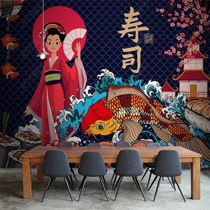 Japanse Stijl Sushi Restaurant Achtergrond Muur Pvc Muur Papier - Product Image 3