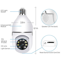 Caméra de surveillance IP sans fil panoramique 360° HD avec vision nocturne, mini ampoule PTZ, application YIIOT