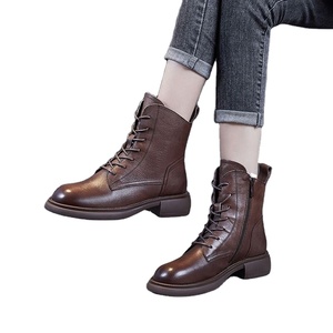 New Flat Strap Women's Boots Casual Fashion Leather Shoes - Product Image 2
