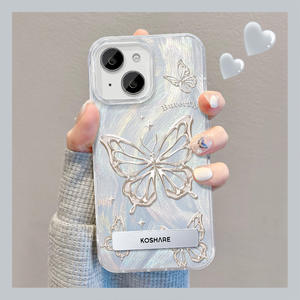 Nueva Funda Rígida Premium con Cadena de Mariposa Plateada para iPhone 11 12 13 14 Pro 15 Plus 16 17 Pro Max - Product Image 2