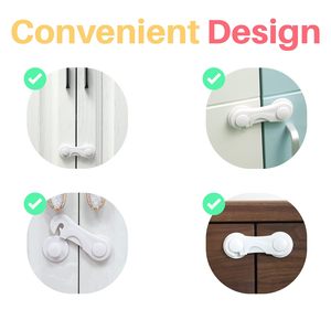 Verrous de sécurité pour portes d'armoires en plastique blanc pour enfants, protection anti-pincement des meubles, matériau PP, installation facile - Product Image 4