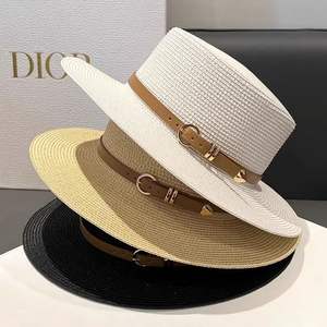 女性のための2025年フラット織り帽子夏カスタム麦わら帽子 - Product Image 2