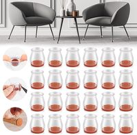 Protège-pieds de chaise en silicone transparent de forme ronde avec patins antidérapants en feutre