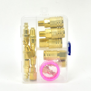 Quick Coupler 15 Piece Set 1/4 Npt Copper Plated Carbon Steel Internal <b>Thread</b> Pneumatic Connectors For Air <b>Tools</b> - Product Image 1