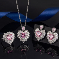 LUOYUNE Collier Pendentif en Laiton Plaqué Or 18K, Forme Cœur, Zircon Bleu Marquise, Chaîne Charmante pour Vente en Gros et OEM