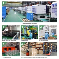 Conteneur alimentaire jetable en plastique noir PP, vente en gros d'usine, boîte à emporter pratique à 6 compartiments pour fruits et collations