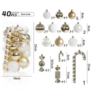 2025, superventas, 40 Uds., paquete cilíndrico de bolas de Navidad hechas a mano con formas surtidas para el hogar, árbol de Navidad y eventos festivos - Product Image 1