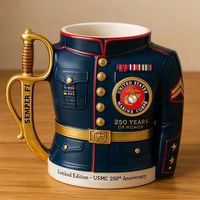Mug en résine du 250e anniversaire du Corps des Marines des États-Unis - Chope en forme d'uniforme 3D - Fabrication artisanale, OEM personnalisé, vente en gros directe usine