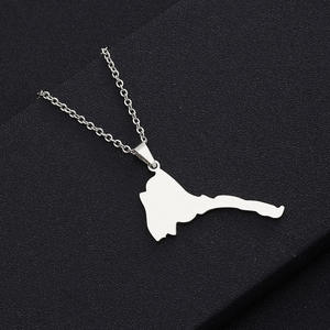 <span class=keywords><strong>Collier</strong></span> tendance en acier inoxydable avec pendentif carte de l'Érythrée, étanche, plaqué or, pendentif carte de l'Érythrée creux - Product Image 5