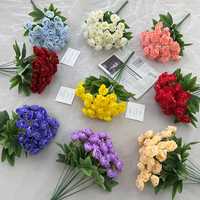 Grand bouquet de fleurs artificielles en soie, hortensia, 22 têtes, 4 fourches, 103 cm, fleurs décoratives faites à la main pour mariage et maison