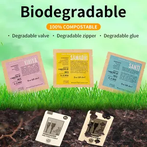 Sacos de compostagem para impressão por atacado, papel kraft biodegradável, embalagem ecológica com vedação de três lados