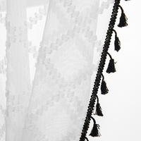Cortina de Tul Blanca con Borlas, Estilo Americano, para Sala de Estar, Ventanas, Balcón, Texturizada, Transparente, Ignífuga
