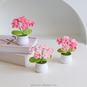 Balcon Décor de bureau Fleurs tissées à la main Tricoté à la main Immortel en pot Oubliez-moi Pas Crochet Pot de fleur - Product Image 2