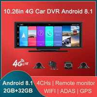 CMSV6-Cámara de salpicadero con pantalla táctil, sistema de navegación 4G para camión, autobús, remolque, vista trasera de 10 pulgadas, 4 canales, Android 9,0, 4 cámaras