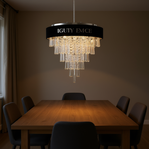 Modern Crystal Chandelier 18-Inch Black Velvet Shade <b>LED</b> <b>G9</b> <b>Bulb</b> Dining Room Pendant Light - Product Image 2