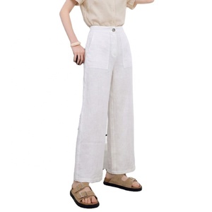 <span class=keywords><strong>Pantaloni</strong></span> Muguyu in <span class=keywords><strong>lino</strong></span> sottile a gamba dritta e larga con doppie tasche <span class=keywords><strong>Pantaloni</strong></span> estivi casual versatili a <span class=keywords><strong>vita</strong></span> <span class=keywords><strong>alta</strong></span> 260604224 - Product Image 1