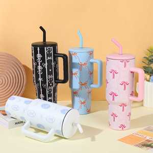 Stainless Steel Insulated Tumbler 1200ml With Straw And Handle For Travel Eco Friendly <b>Large</b> Capacity Cup - Product Image 2