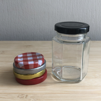 Durabilité Verre épais Twist Lug Cap Top Hexagonal Jar Pot en verre pour la conservation des conserves 250 ml Jar Dessert