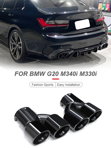 Puntas de escape para BMW G20 G21 G22 G23 G26-G42 M240i M340i M440i, M Performance, acero inoxidable 304, electrochapadas en negro brillante - Product Image 2