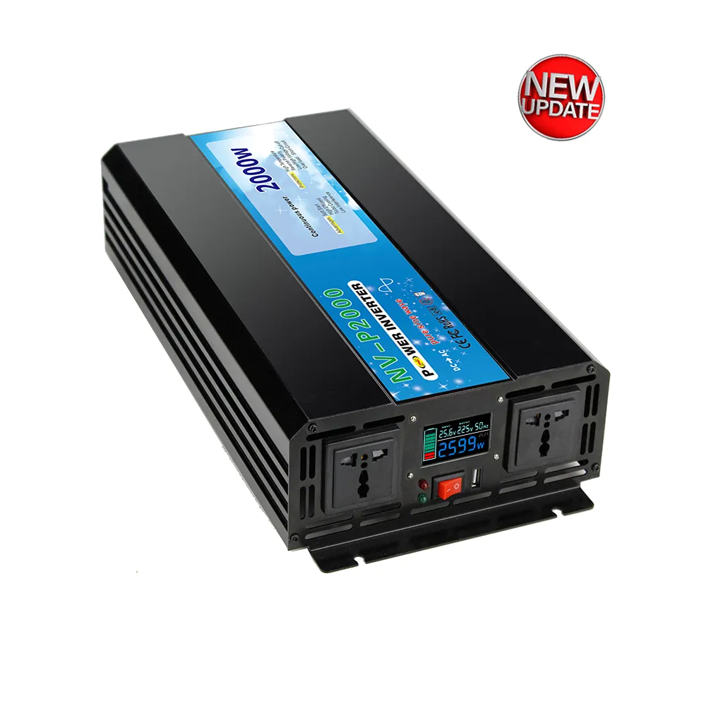 2000W Power Inverter DC 12 V to 110V AC Car Converter with Digital LCD Display Dual AC Outlets USB Charging Ports for Tablets