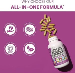 Pastillas de colágeno Cabello <span class=keywords><strong>Piel</strong></span> y uñas Vitaminas y <span class=keywords><strong>bloqueador</strong></span> DHT con logotipo de soporte de vitamina E y personalización de etiquetas - Product Image 6