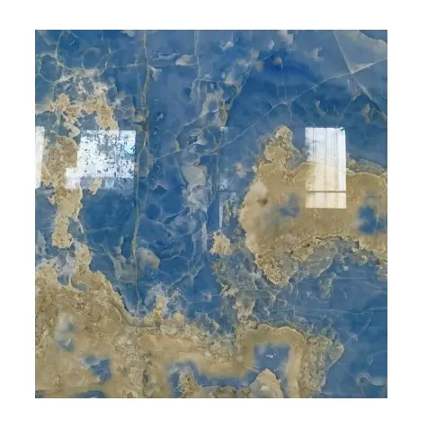 Polierte hintergrund beleuchtete natürliche Platte Blaue Onyx Marmor Hintergrund Wand gestaltung Steinplatten