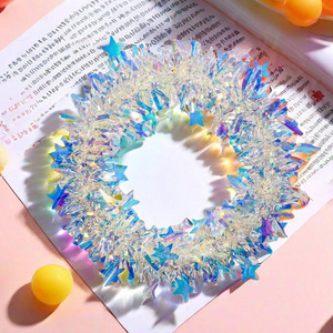 <b>Heart</b> Shaped Plastic Wreath With Stars Wall <b>Hanging</b> Decoration For Holiday Ornaments And Birthday Gifts - Product Image 1