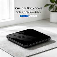 Balance électronique numérique ultra-mince portable avec grande plateforme de 260 mm, écran LED HD facile à lire, en verre, fonctionne sur piles, mesure du poids