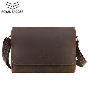 Sac à bandoulière Royal Bagger pour homme, sac à bandoulière vintage en cuir véritable, rétro, élégant, décontracté, sac messager pour homme, cuir Crazy Horse - Product Image 1
