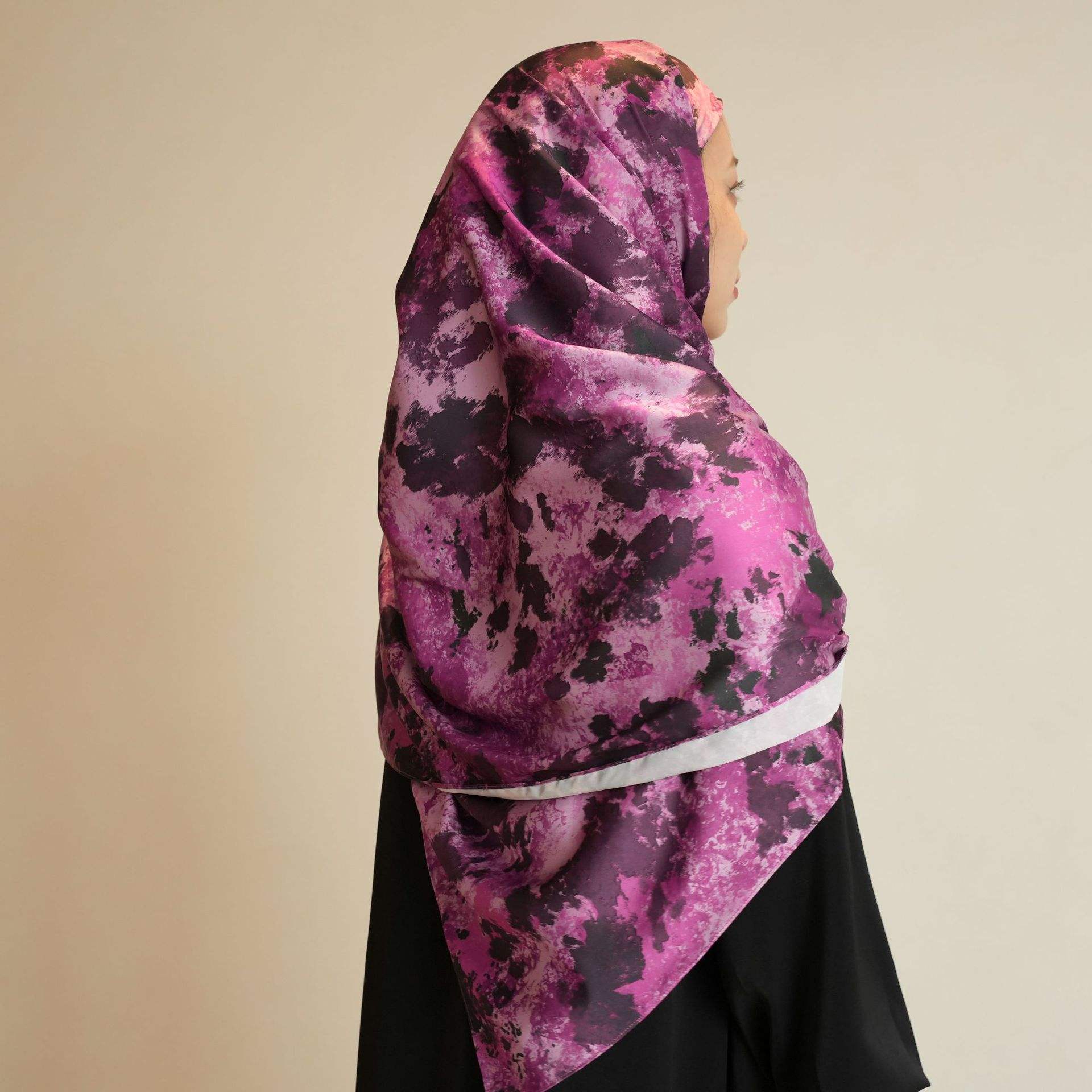 Premium Ombre Marble Water Print Shawl Hijab Scarves Muslim Ethnic Woman  Chiffon Silk Bandanas Printed Hijabs