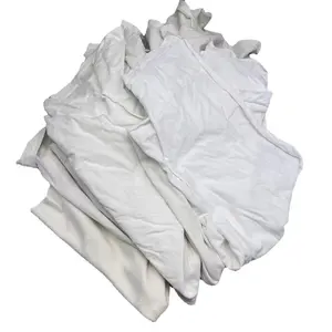 Chiffon de coton cellulosique industriel réutilisable suédois chiffons de t-shirt en tricot blanc