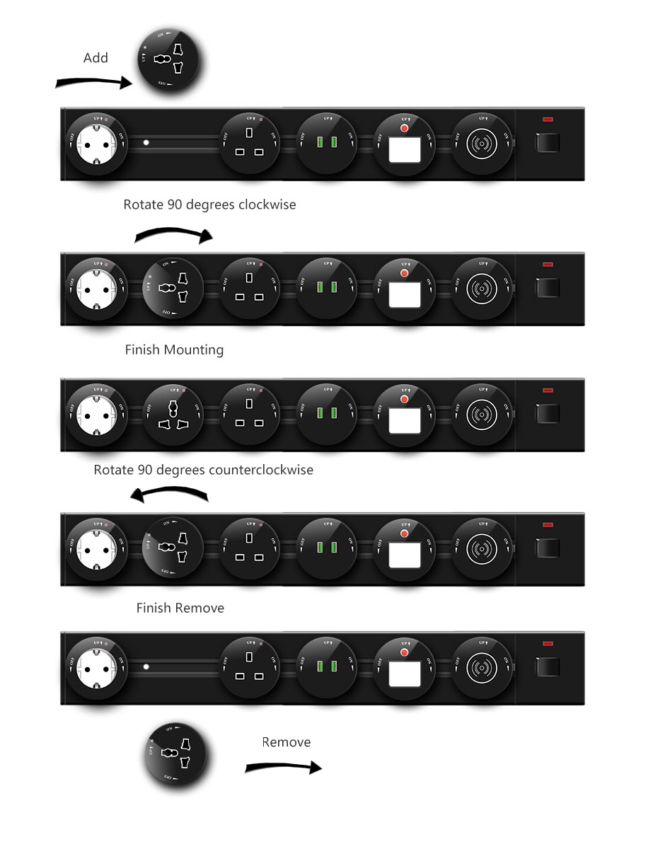 Removable Power Track Socket GSS System - Standard Grounding Tabletop ...