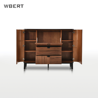 WBERT Armoire de rangement légère de luxe en grain de bois rétro de style italien-Panneau en fibres moyennes et bois de pommier pour TV, salle à manger et salon