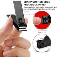 Ensemble de coupe-ongles noir professionnel en acier inoxydable, coupe-ongles, outil de manucure et de pédicure pour les ongles épais