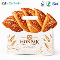 Sac en papier alimentaire HONPAK en forme de pain, imprimé sur mesure, avec poignée découpée pour l'emballage de pain de boulangerie à emporter
