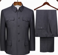 Herren Stehkragen Retro Formelle Zweiteiler-Jacke Lange Hose Traditioneller Chinesischer Stil Jacken-Set Großhandel Individuelles Logo