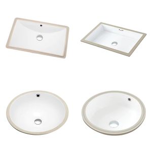 Fregadero de porcelana blanco rectangular para empotrar bajo encimera, lavabo de cerámica para baño, venta al por mayor - Product Image 3