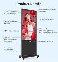 Affichage numérique sur pied Totem LED avec écran tactile Hushida de 43 pouces avec roulettes