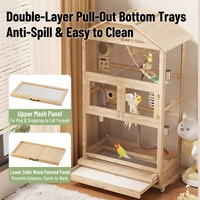 Cage à oiseaux XL en bois et métal pour l'extérieur, directement de l'usine, pour bulbules et parakeets, avec base mobile, cage d'élevage domestique