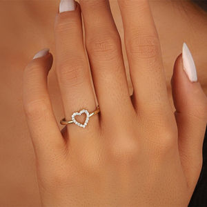 Thin Everyday Heart <strong>Ring</strong> Initial Gift for <strong>Mum</strong> Mom Silver Simple <strong>Rings</strong> - Product Image 2