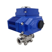 Vanne à boisseau sphérique électrique 3PC KF, KF25-KF50, à trois colliers de serrage, en acier inoxydable, motorisée, 2 voies