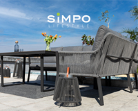 SIMPOLIFESTYLE Mobilier d'extérieur haut de gamme pour complexe hôtelier, Ensemble de canapé d'angle compact en aluminium et tissu tressé pour terrasse, jardin et hôtel, modèle ARRAY