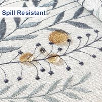 Taplak Meja Laolitou Spring Heavy Duty Katun Linen Anti Air Anti Kusut Gaya Farmhouse Rustic Biru Bordir Daun Pakis dengan Rumbai