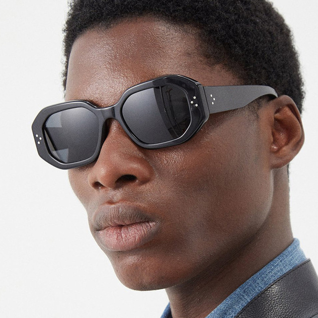 2024 New Fashion Rivet Sun Glasses Shades Polygon Custom Logo Rectangular Sunglasses for Men Women