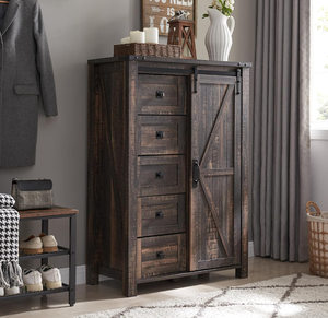 Cómoda Rústica Estilo Granja WenFeng OEM/ODM - 54 Pulgadas <span class=keywords><strong>de</strong></span> Ancho, 7 Cajones, Textura <span class=keywords><strong>de</strong></span> <span class=keywords><strong>Madera</strong></span> Natural, Mueble <span class=keywords><strong>de</strong></span> Almacenamiento Antiguo para Dormitorio o Pasillo - Product Image 1