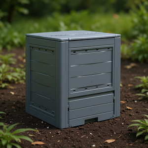 Composteur de jardin aéré gris 23,6x23,6x28,7 po (68,7 gal) à fonctionnement manuel pour usage extérieur - Product Image 2